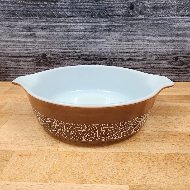 Load image into Gallery viewer, Corning Ware Pyrex Woodland Brown 1 Pt Casserole Round Ceramic Baking Pan 471