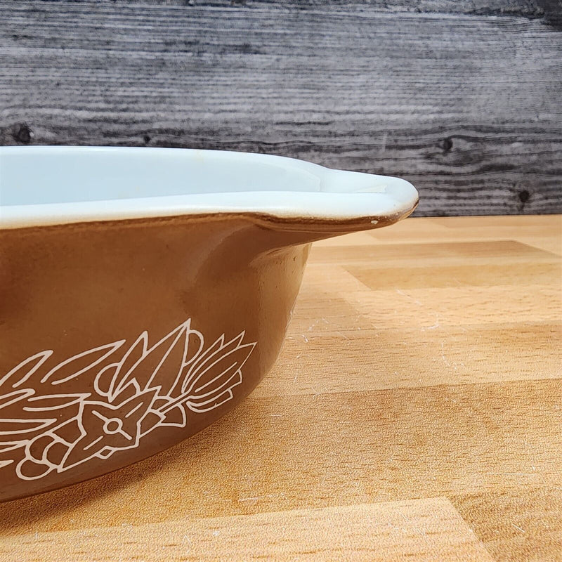 Load image into Gallery viewer, Corning Ware Pyrex Woodland Brown 1 Pt Casserole Round Ceramic Baking Pan 471