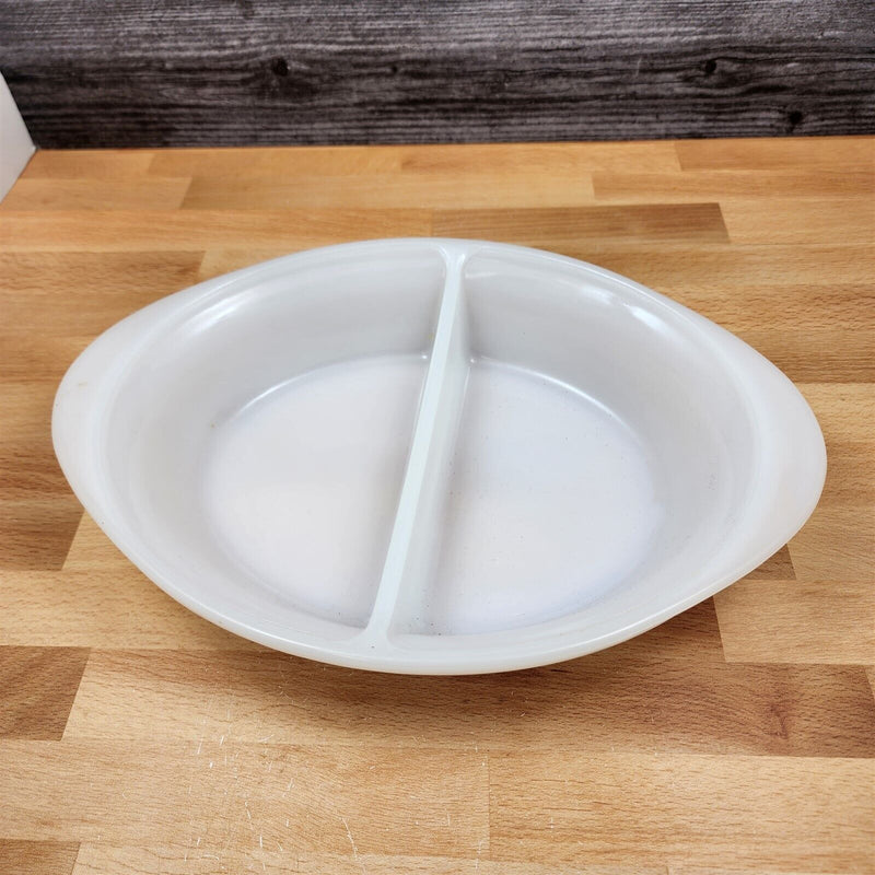 Load image into Gallery viewer, Glassbake Milk White Glass Divided 12in Oval Casserole Baking Pan J239 by Mckee