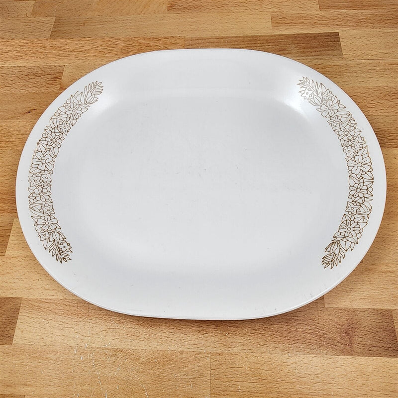 Load image into Gallery viewer, Corelle Corning Woodland Brown Oval Serving Platter Floral Edge Ceramic 12"