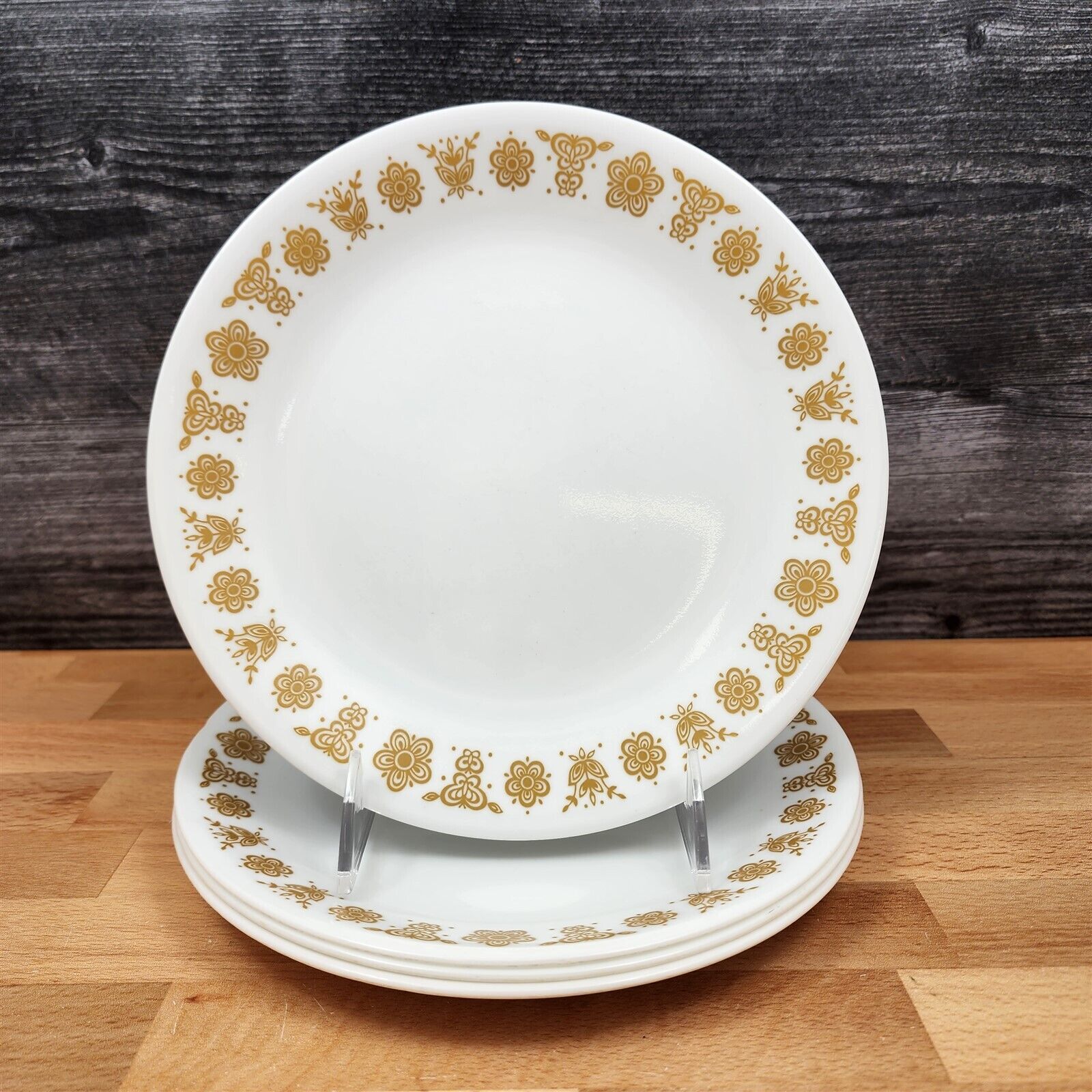 Corelle Corning Butterfly Gold Set of 4 Salad Plate 8 1/2" (21cm) Flor