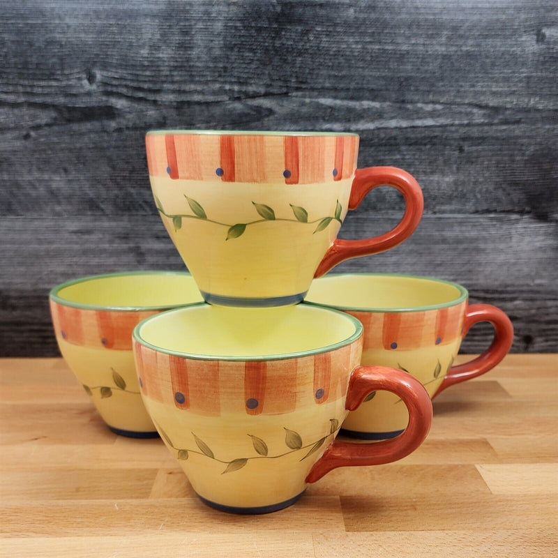 Load image into Gallery viewer, Napoli Pfaltzgraff Coffee Mugs Set of 4 Yellow Red Stoneware Floral 16oz Tea Cup