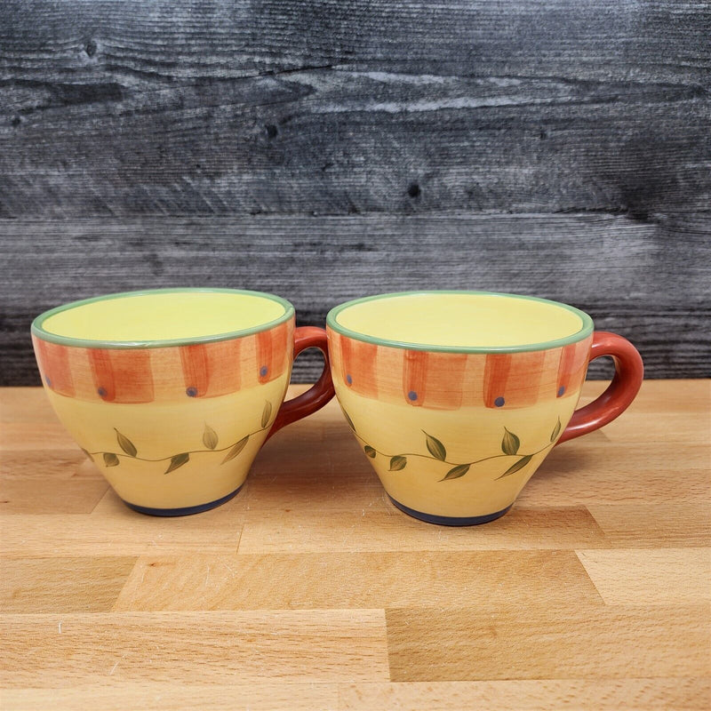Load image into Gallery viewer, Napoli Pfaltzgraff Coffee Mugs Set of 2 Yellow Red Stoneware Floral 16oz Tea Cup