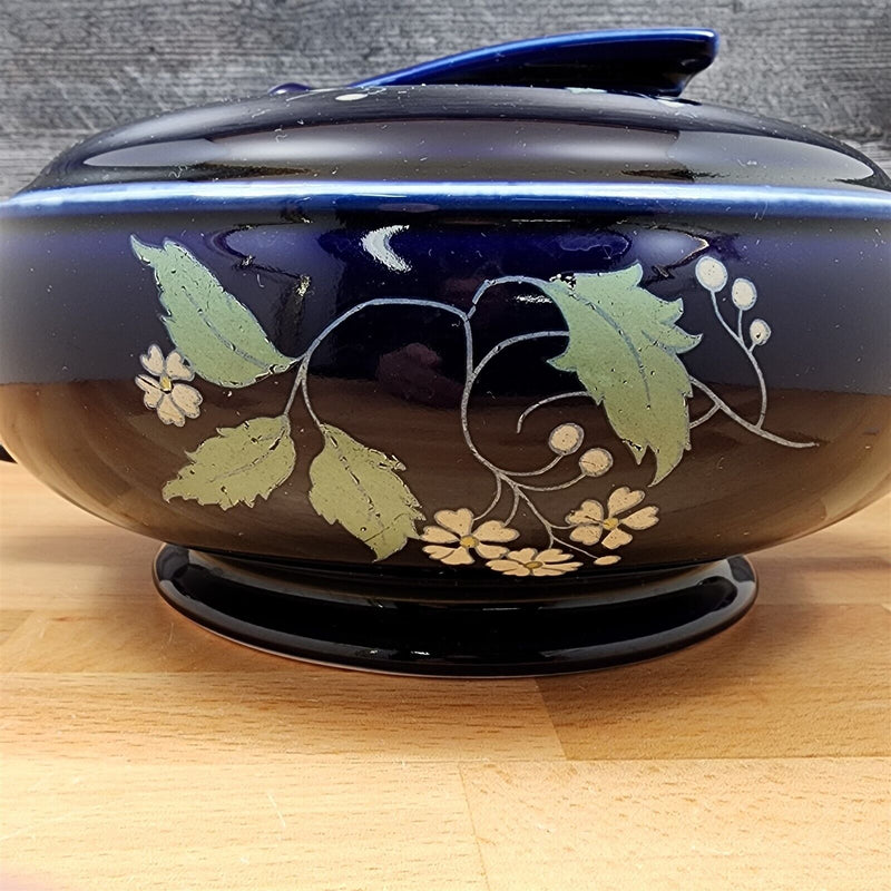 Load image into Gallery viewer, Hall Casserole Dish 8.5" with Cover Lid Round Cobalt Blue Garden 1.5 Qt Bowl