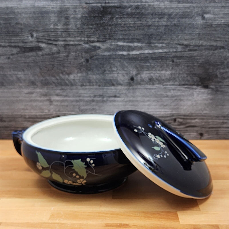 Load image into Gallery viewer, Hall Casserole Dish 8.5" with Cover Lid Round Cobalt Blue Garden 1.5 Qt Bowl