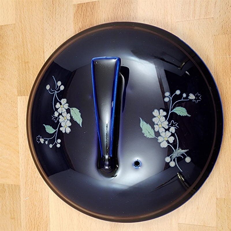 Load image into Gallery viewer, Hall Casserole Dish 8.5" with Cover Lid Round Cobalt Blue Garden 1.5 Qt Bowl