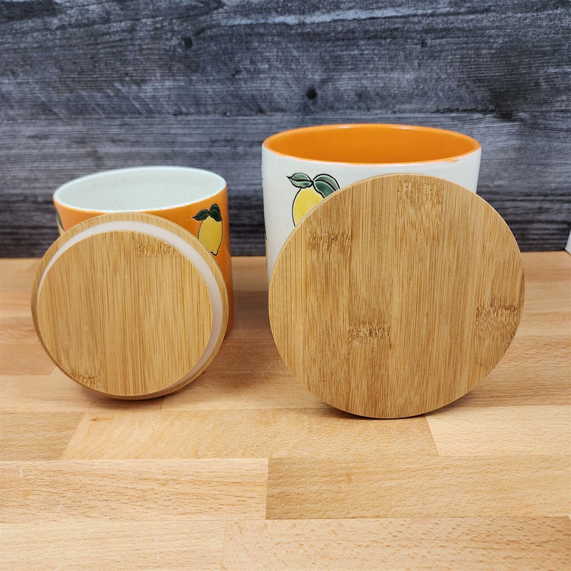 Load image into Gallery viewer, Lemon Bloom Canister Embossed Set by Blue Sky 4" & 5" Kitchen Home Décor Jar