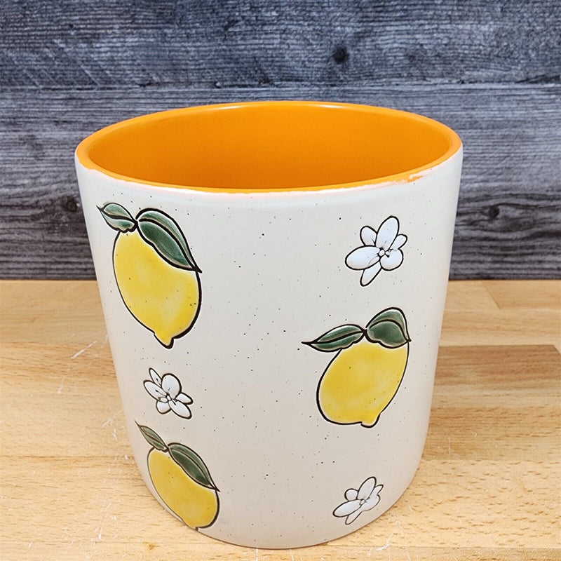 Load image into Gallery viewer, Lemon Bloom Canister Embossed Set by Blue Sky 4" & 5" Kitchen Home Décor Jar