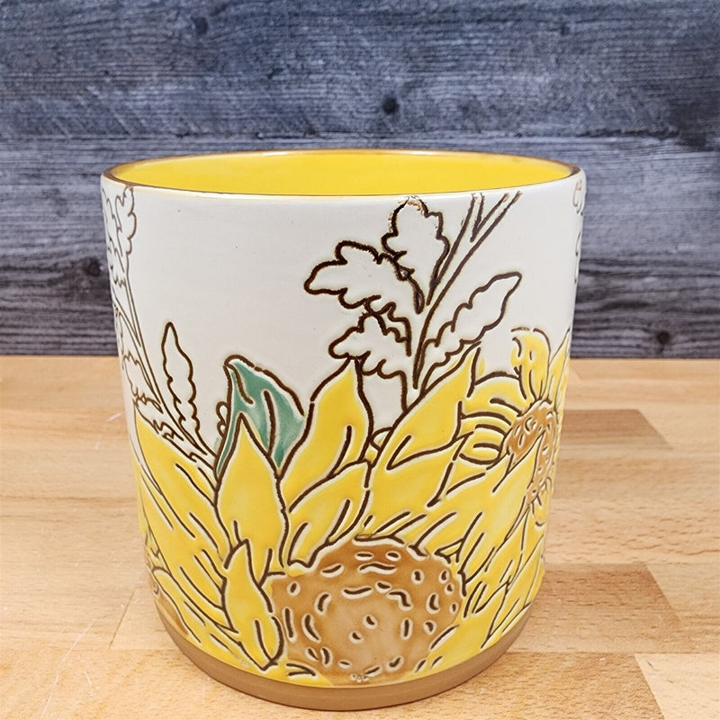 Load image into Gallery viewer, Gilded Sunflower Floral Canister Set by Blue Sky 4" & 5" Embossed Kitchen Pots