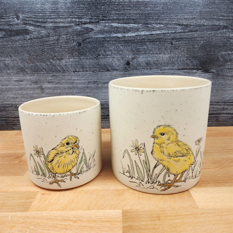 Load image into Gallery viewer, Spring Chics Canister Set by Blue Sky 4" & 5" Embossed Ceramic Home Décor Pots