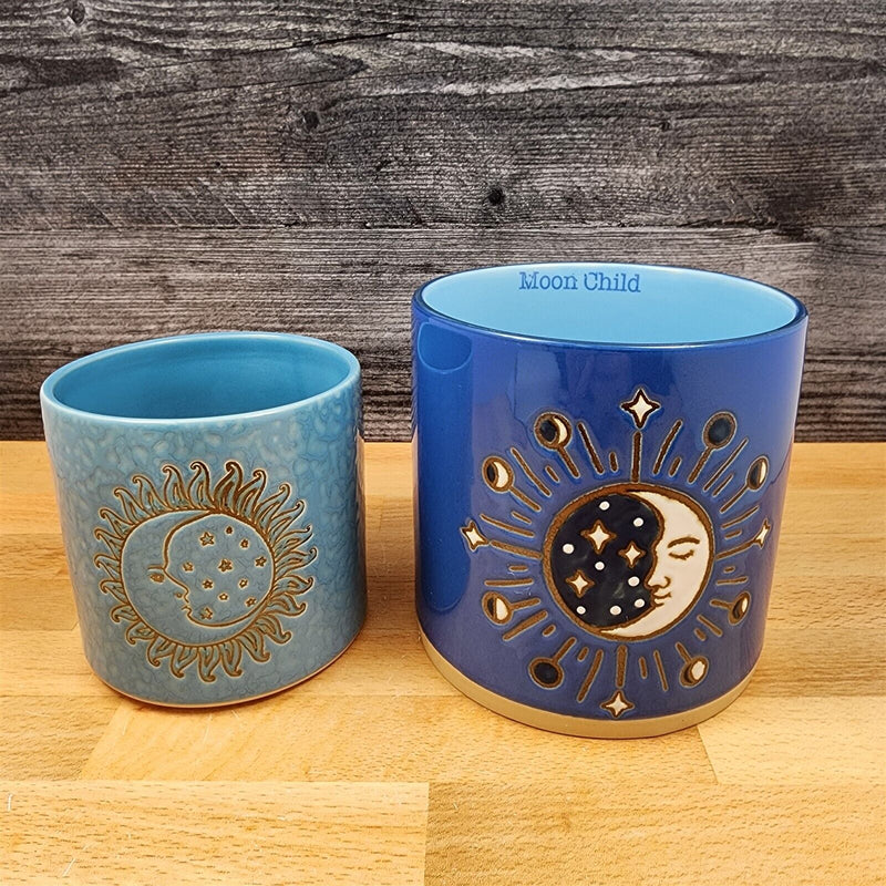 Load image into Gallery viewer, Moon Child Canister Set Nested by Blue Sky 4" & 5" Kitchen Embossed Home Décor