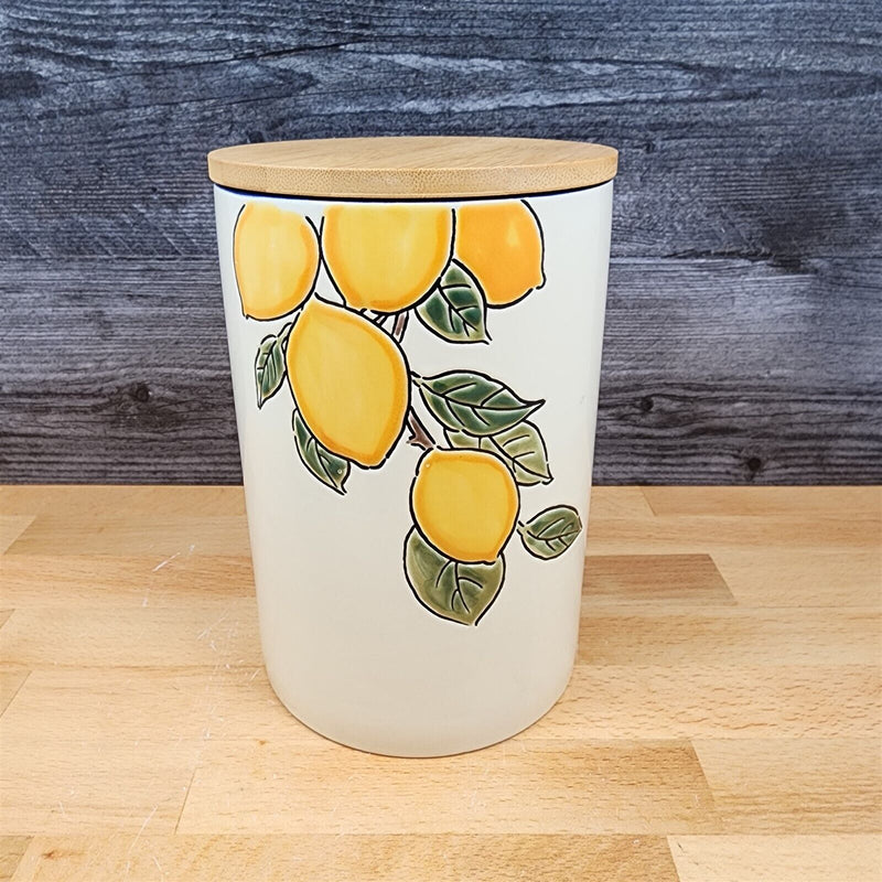Load image into Gallery viewer, Lemon Bloom Fruit Canister Embossed 7" by Blue Sky Kithcen Home Décor Jar