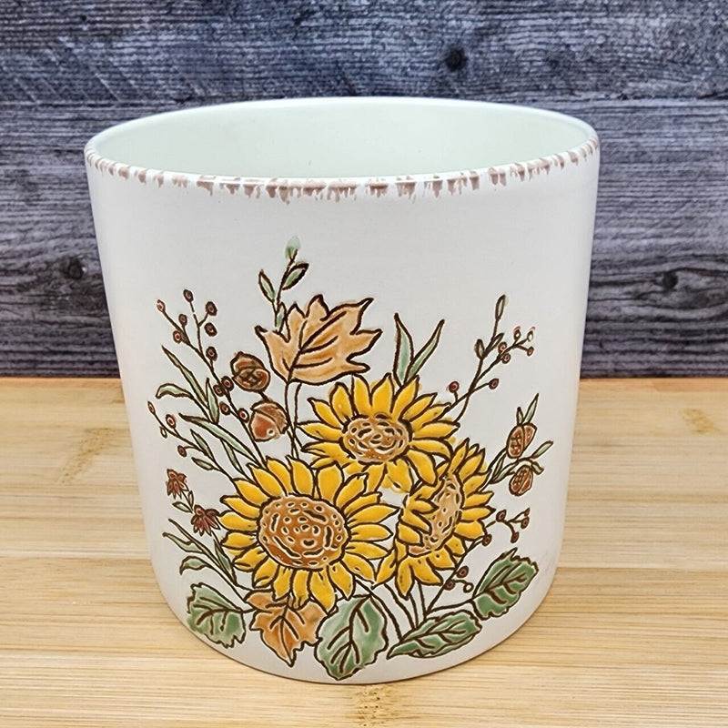 Load image into Gallery viewer, Sunflower Floral Canister by Blue Sky 5" Embossed Ceramic Home Décor Pot