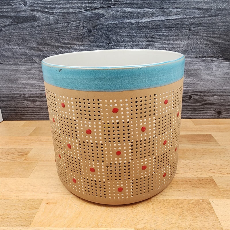 Load image into Gallery viewer, Majestic Repeat Brown White Red Dots Flower Planter 6" Canister By Blue SKy