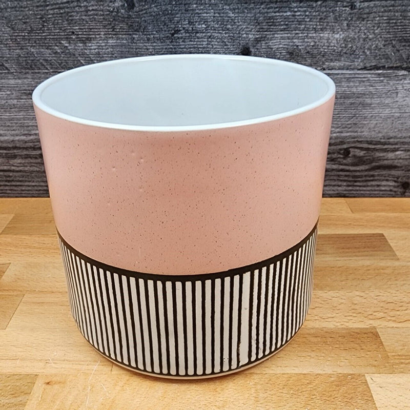 Load image into Gallery viewer, Pink with Black Stipes Canister by Blue Sky 6" Embossed Flower Pot Home Décor