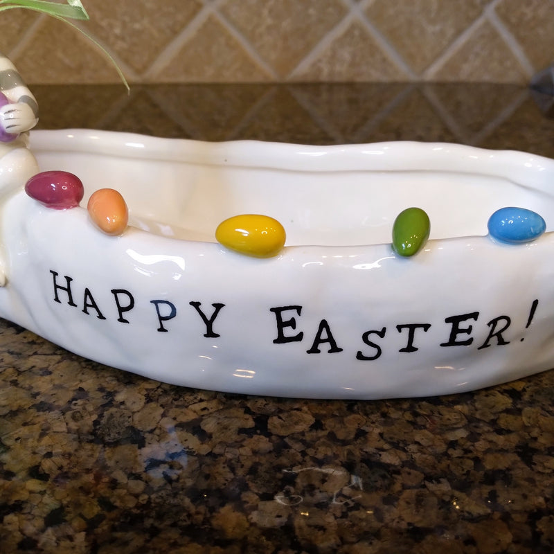 Load image into Gallery viewer, Bunny Nibbles Treat Easter Bowl Decorative Home Décor Blue Sky Clayworks