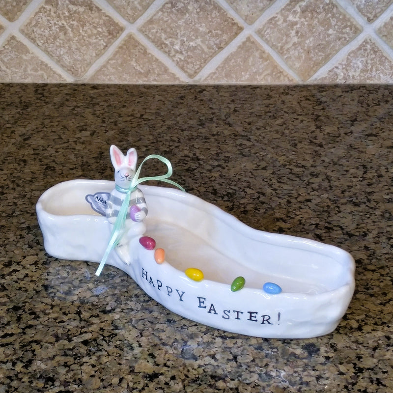 Load image into Gallery viewer, Bunny Nibbles Treat Easter Bowl Decorative Home Décor Blue Sky Clayworks