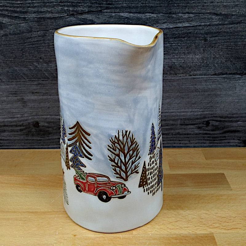 Load image into Gallery viewer, Holiday Christmas Pitcher Elk Ridge Winter Scene Decorative Home Deco Blue Sky