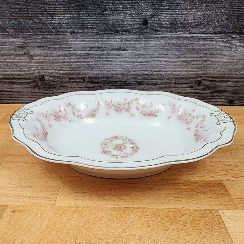 Load image into Gallery viewer, ZSC41 9" Oval Vegetable Bowl Scalloped, Pink Roses White by ZS & Co Scherzer