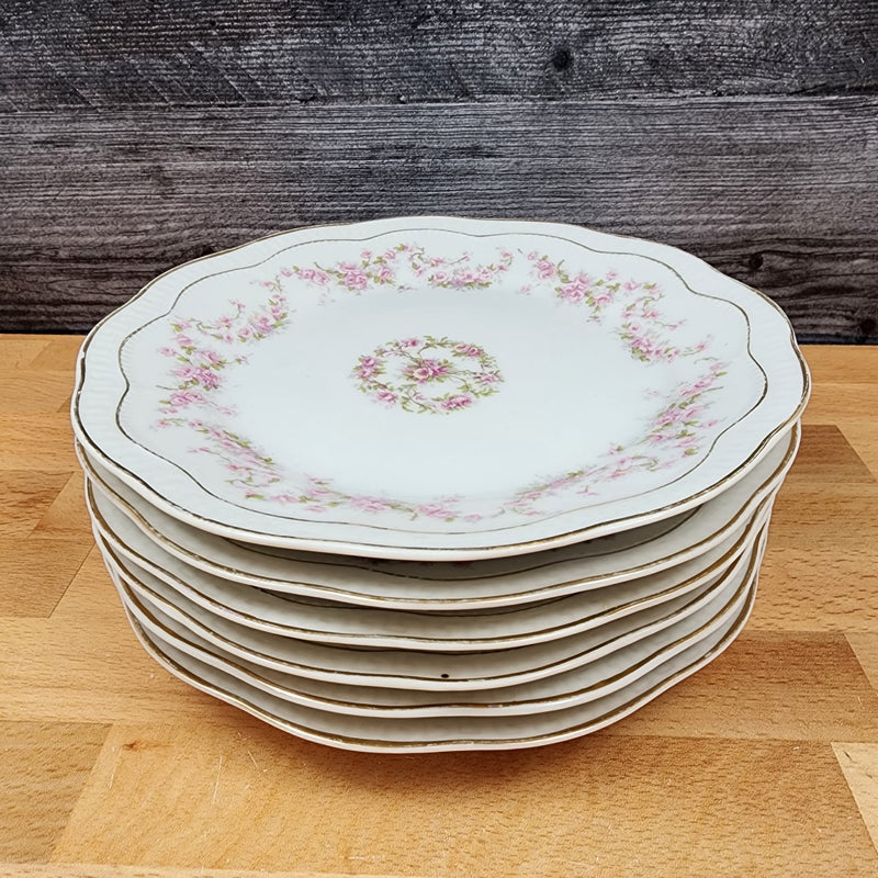 Load image into Gallery viewer, ZSC41 Salad Plates Set of 6 Scalloped, Pink Roses White ZS & Co Scherzer