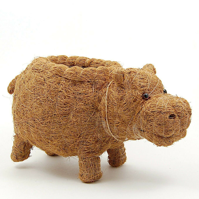 Load image into Gallery viewer, Hippo Flower Pot Beige Coco Coir Animal Succulent Plant Holder
