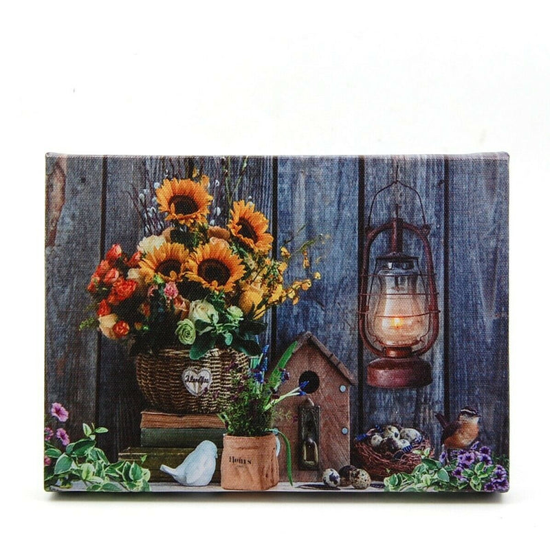 Load image into Gallery viewer, Sunflowers with Lantern LED Light Up Lighted Canvas Wall or Tabletop Picture Art