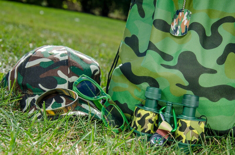 Load image into Gallery viewer, Kids Camouflage Army Camping Toy Dress Up Set and Gift Box Camo Green Ages 4 - 7