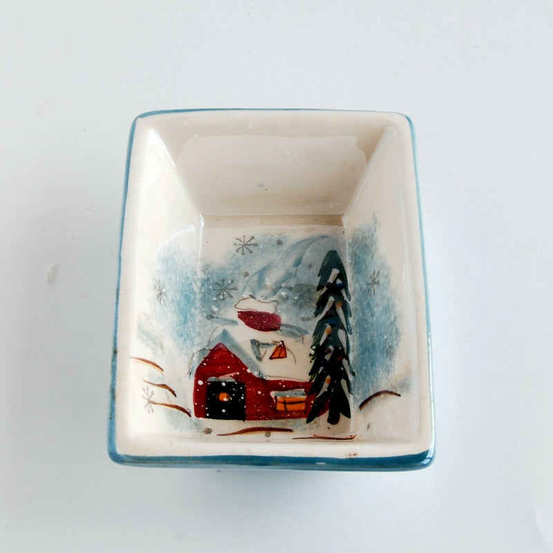 Load image into Gallery viewer, Royal Season Holiday Serving Tray Farmhouse Barn Winter Landscape Ceramic