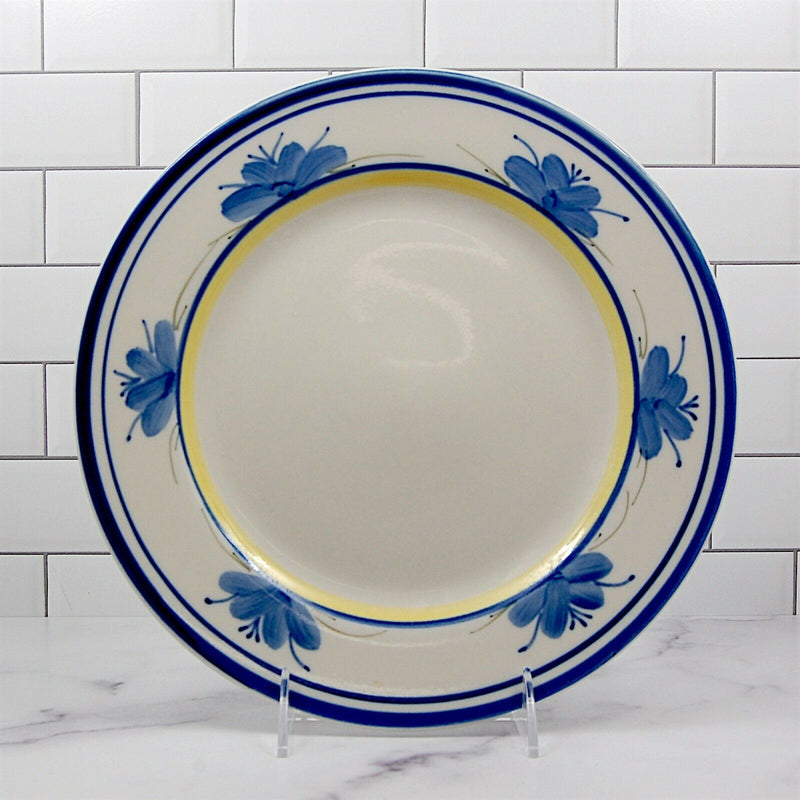 Load image into Gallery viewer, Montgomery Ward Tuscany Set of 3 Dinner Plate Blue Flowers Yellow Rim 10.5" 27cm