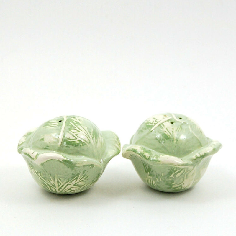 Load image into Gallery viewer, Vintage Green Cabbage Salt Pepper Shaker Set Ceramic Vegetable Garden Tableware