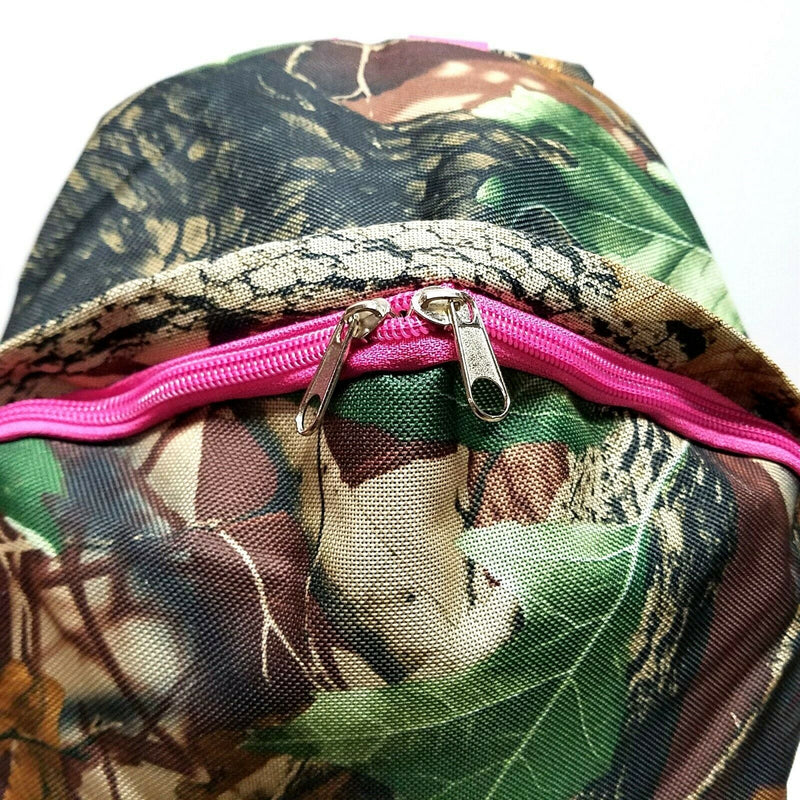 Load image into Gallery viewer, Womens Girls School Large Multipurpose Backpack Natural Camo with Pink Trim