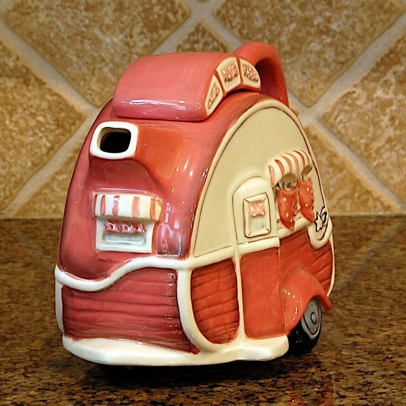 Load image into Gallery viewer, Caravan Teapot Pink Collectible Decorative Home Decor Blue Sky Clayworks