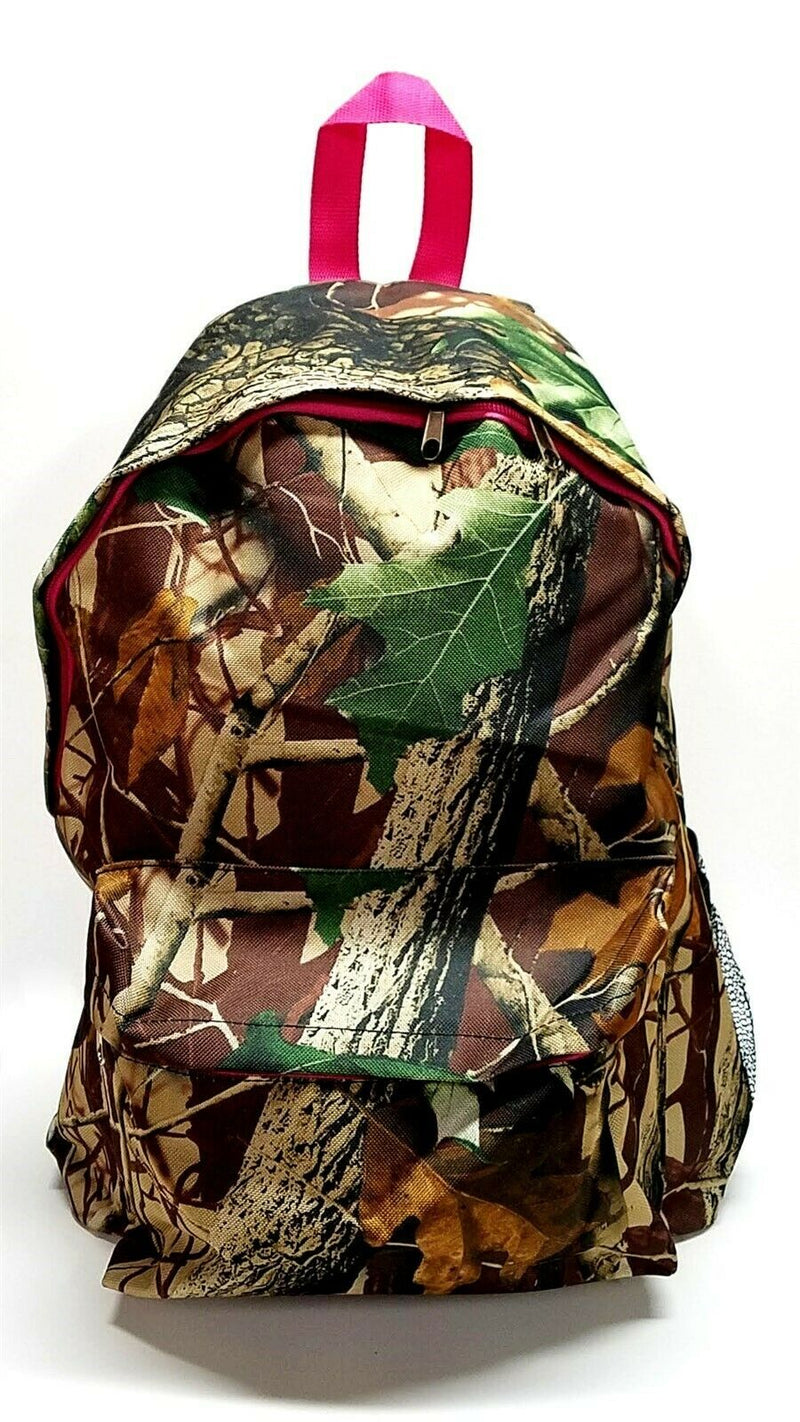Load image into Gallery viewer, Womens Girls School Large Multipurpose Backpack Natural Camo with Pink Trim