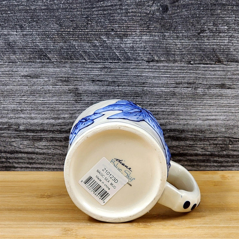 Load image into Gallery viewer, Magic Sea Star Fish Cobalt Coffee Mug Embossed Nautical Tea Cup Ceramic Blue Sky
