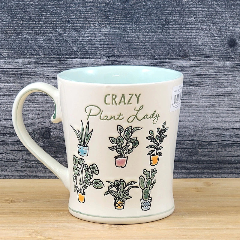 Load image into Gallery viewer, Floral Crazy Plant Lady Coffee Mug Embossed Tea Cup Ceramic Blue Sky 17oz
