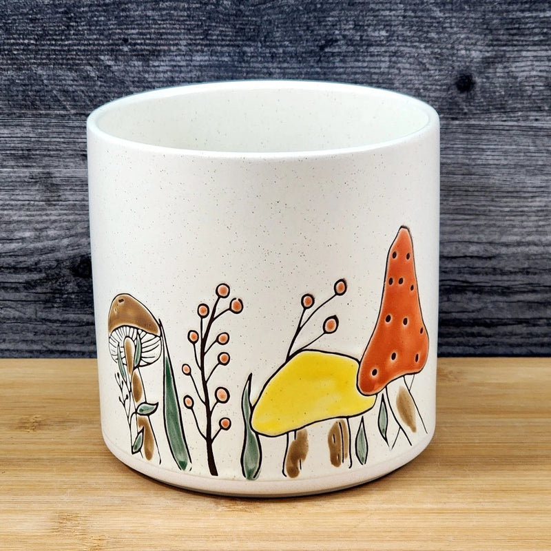 Load image into Gallery viewer, Mushroom Flower Planter Pot Utensil Holder Toadstool Ceramic 5in Blue Sky
