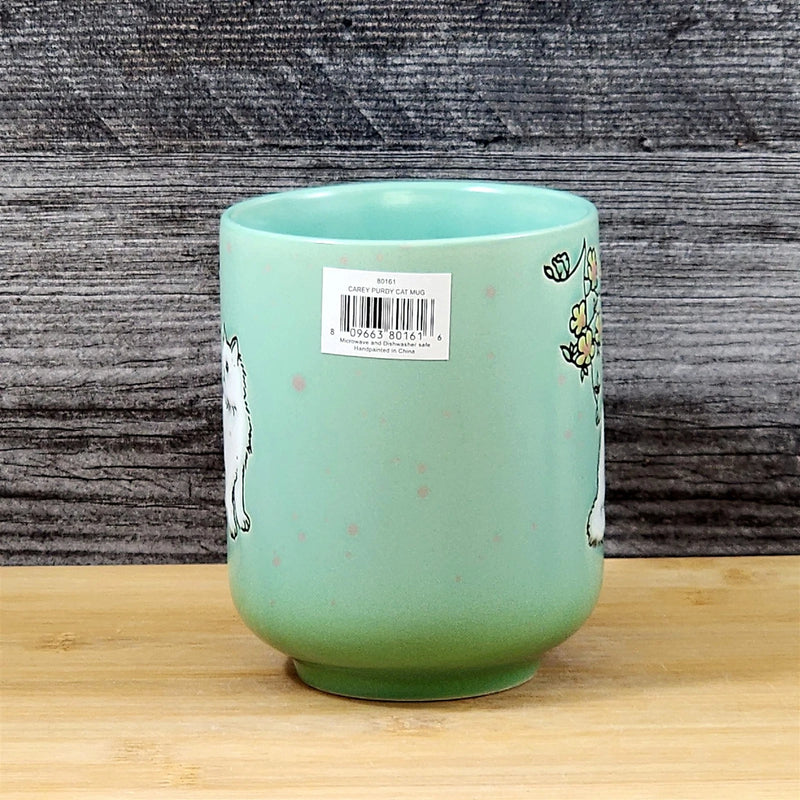 Load image into Gallery viewer, Whimsical Cat Lover Coffee Mug Floral Embossed Ceramic Tea Cup Blue Sky 17oz
