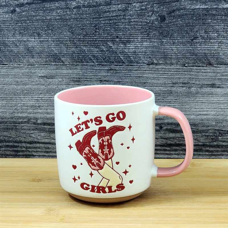 Load image into Gallery viewer, Country Western Coffee Mug Pink Southwest Cowgirl Ceramic Tea Cup Blue Sky 18oz
