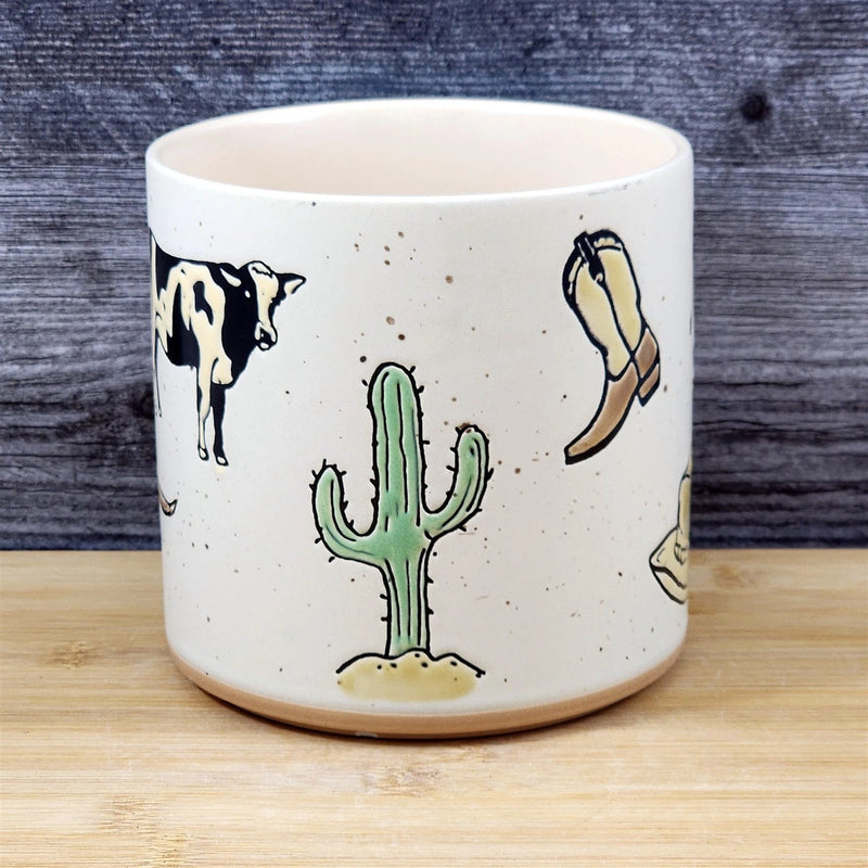 Load image into Gallery viewer, Farm Western Rustic Planter Ceramic Utensil Holder Herb Succulent Blue Sky 5in
