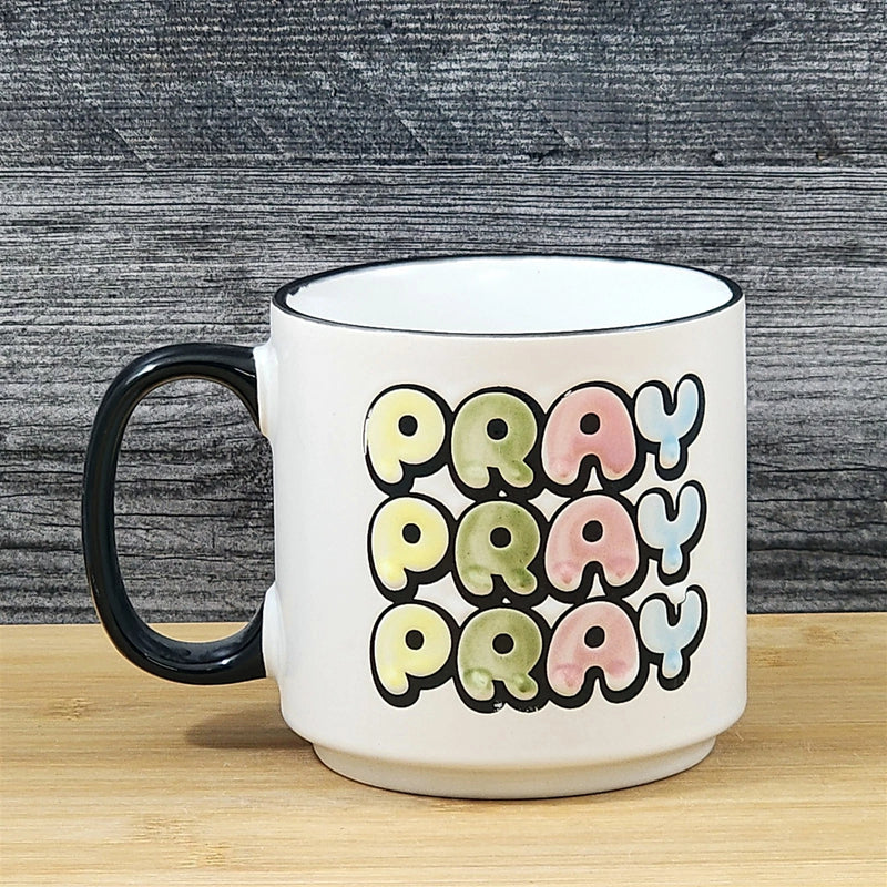 Load image into Gallery viewer, Religious Coffee Mug Pray Inspirational Saying Tea Cup Ceramic Blue Sky 18oz
