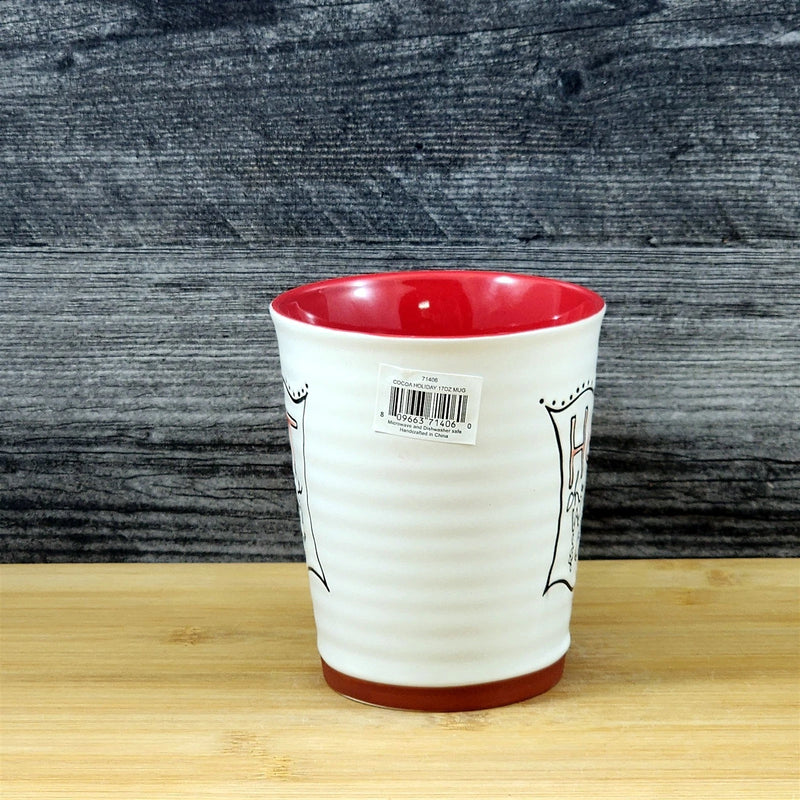 Load image into Gallery viewer, Hot Chocolate Coffee Mug Red White Embossed Christmas Tea Cup Blue Sky 17oz
