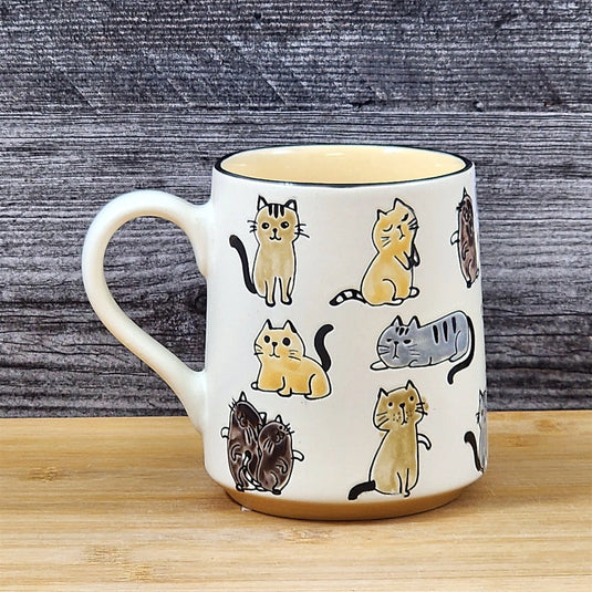 Cat Coffee Mug Gray Tabby Orange Tea Cup Ceramic Whimsical by Blue Sky 18oz