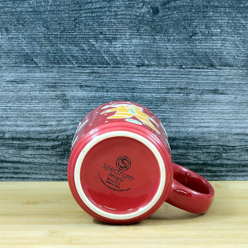 Load image into Gallery viewer, Holiday Gingerbread Christmas Coffee Mug Ceramic Cup Red Green 18oz Blue Sky
