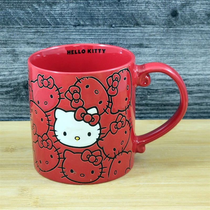 Load image into Gallery viewer, Hello Kitty Coffee Mug Red Tea Cup Ceramic by Blue Sky Embossed 21oz
