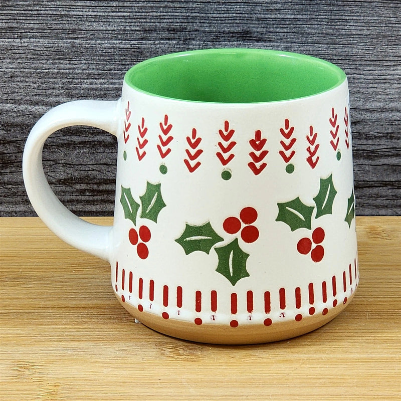 Load image into Gallery viewer, Holly Berry Christmas Coffee Mug Ceramic Holiday Cup Red Green Blue Sky 18oz
