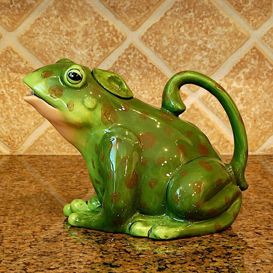 Green Frog Teapot Decorative Home Décor Tea Pot Server by Blue Sky Clayworks