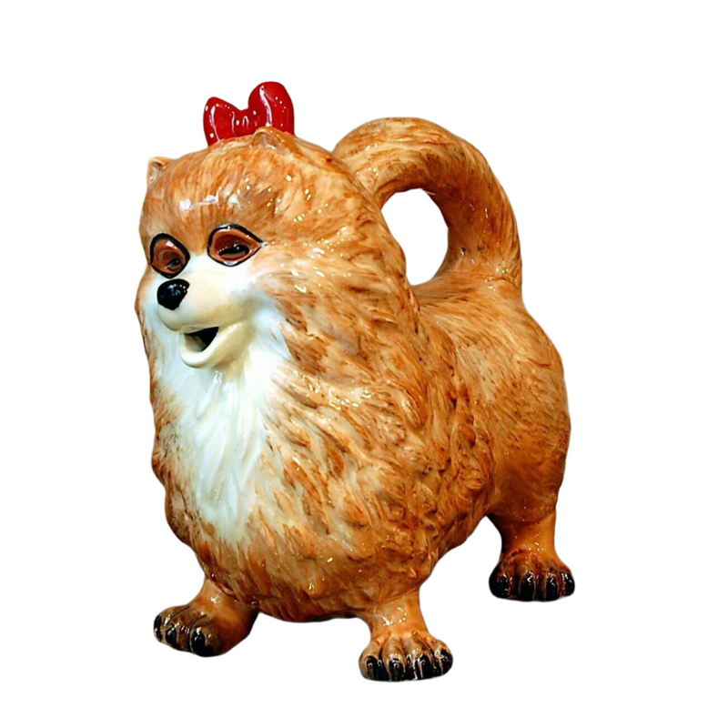 Load image into Gallery viewer, Whitney Pomeranian Pom Dog Teapot Ceramics Animal Décor by Blue Sky Clayworks
