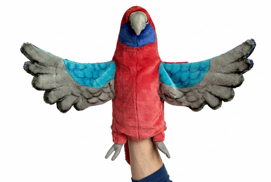 Parrot Red Hand Puppet Full Body Doll by Hansa Real Looking Plush Learning Toy