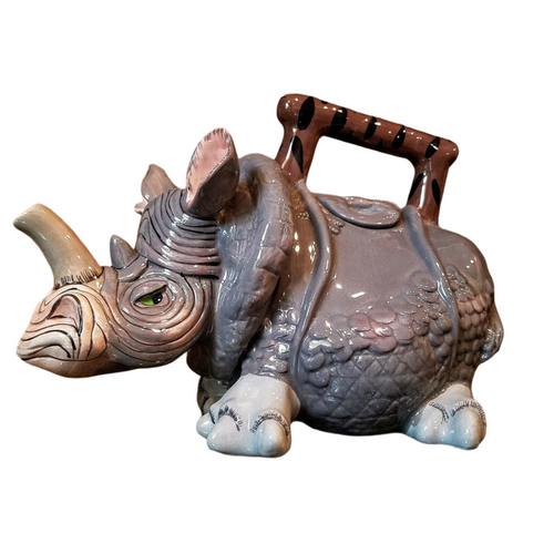 Rhino Teapot Ceramics by Blue Sky Clayworks Design Lynda Corneille Animal Decor