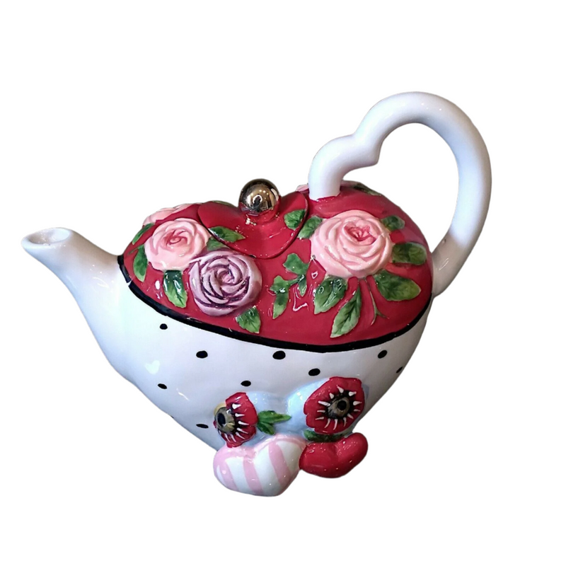 Load image into Gallery viewer, Valentines Day Teapot Foral Ceramics Decorative Home Décor by Blue Sky Goldminc
